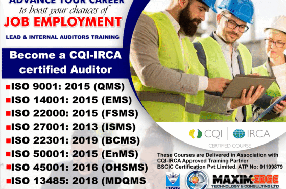 CQI-IRCA Training Starts Soon in Port Harcourt, Lagos, Abuja and virtual.